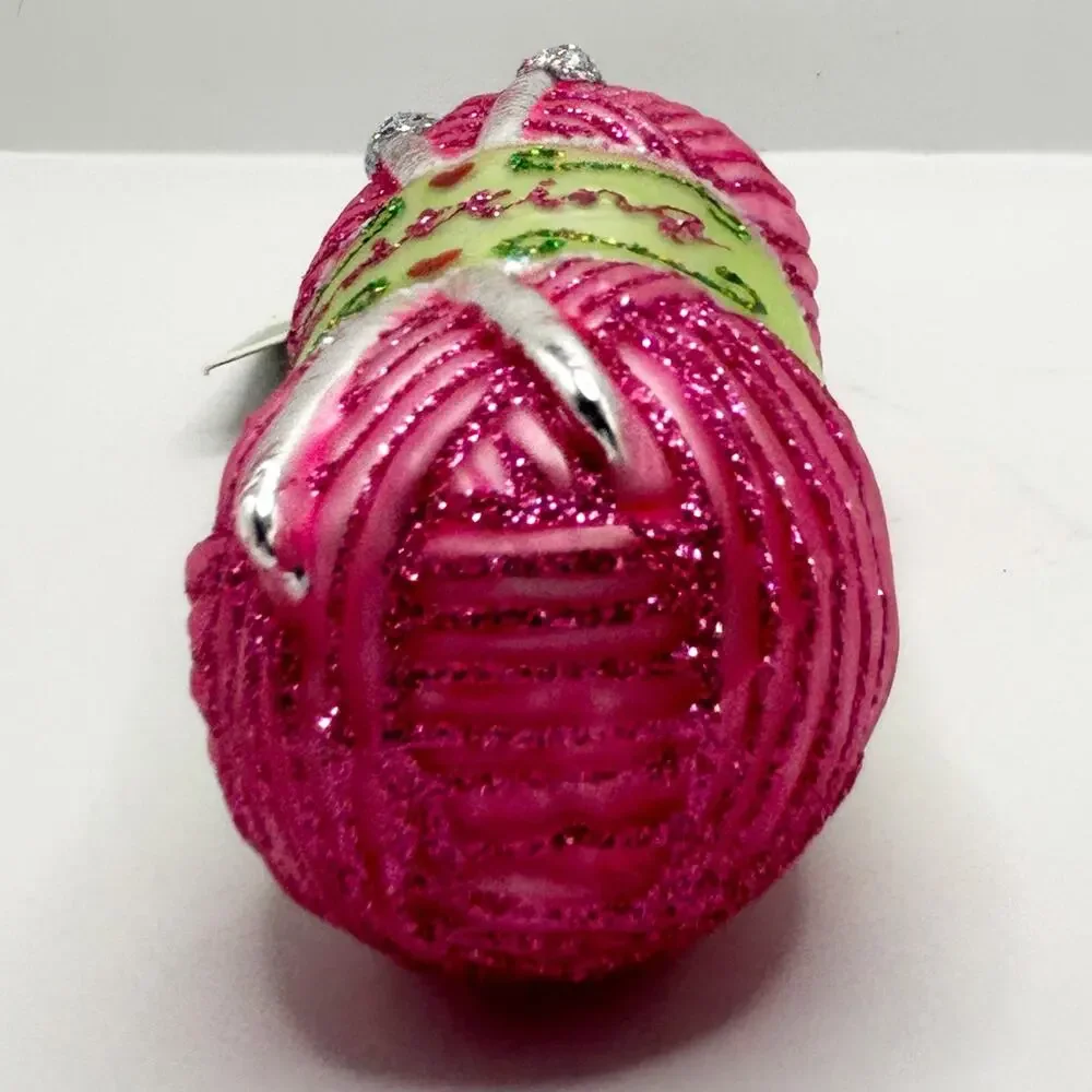 Old World Christmas Blown Glass Glitter Holiday Ornament Knitting Yarn NWT